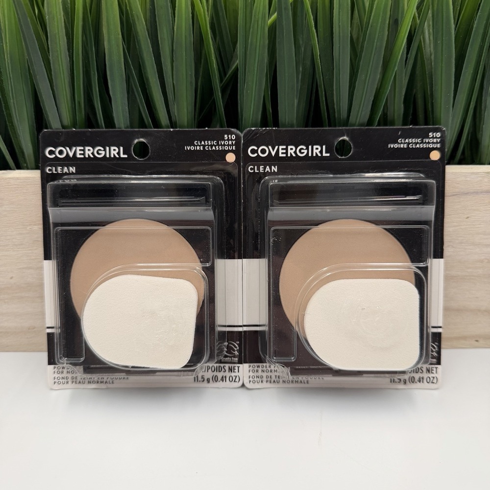 (2) CoverGirl Clean Powder Foundation For Normal Skin 510 CLASSIC IVORY